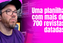 A planilha com mais de 700 revistas que sustenta o livro por baixo